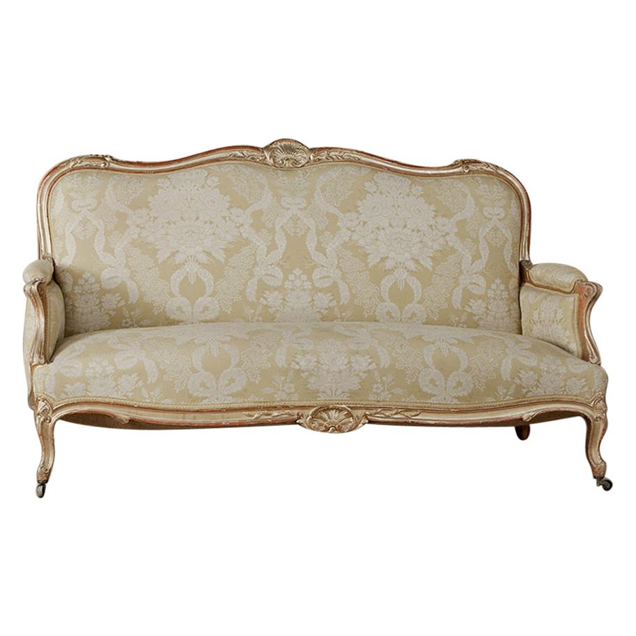 19th Century Hand Carved Antique Italian Gilt-Wood Rococo Sofa