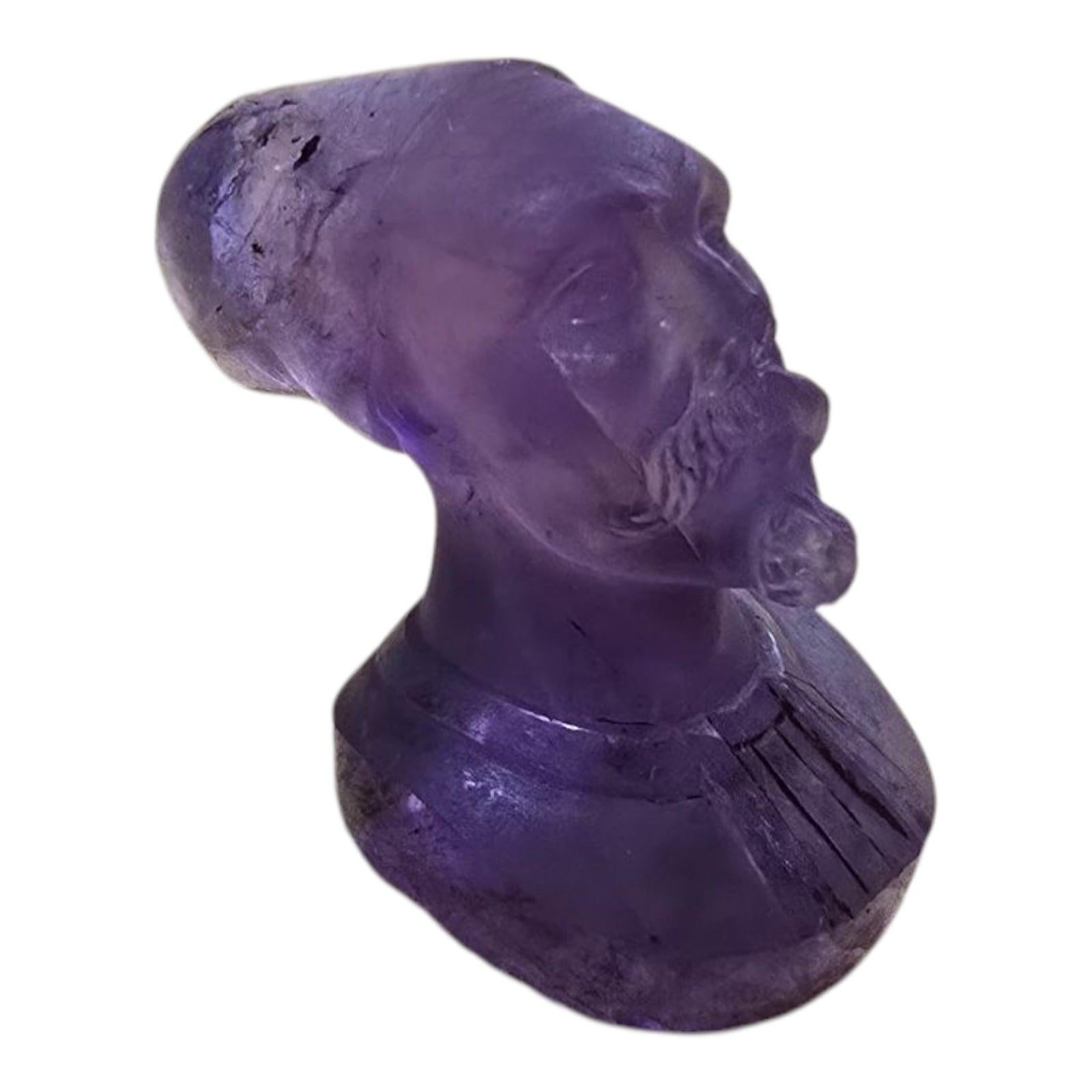 Arts and Crafts Busto arabo intagliato a mano del XIX secolo in ametista in vendita