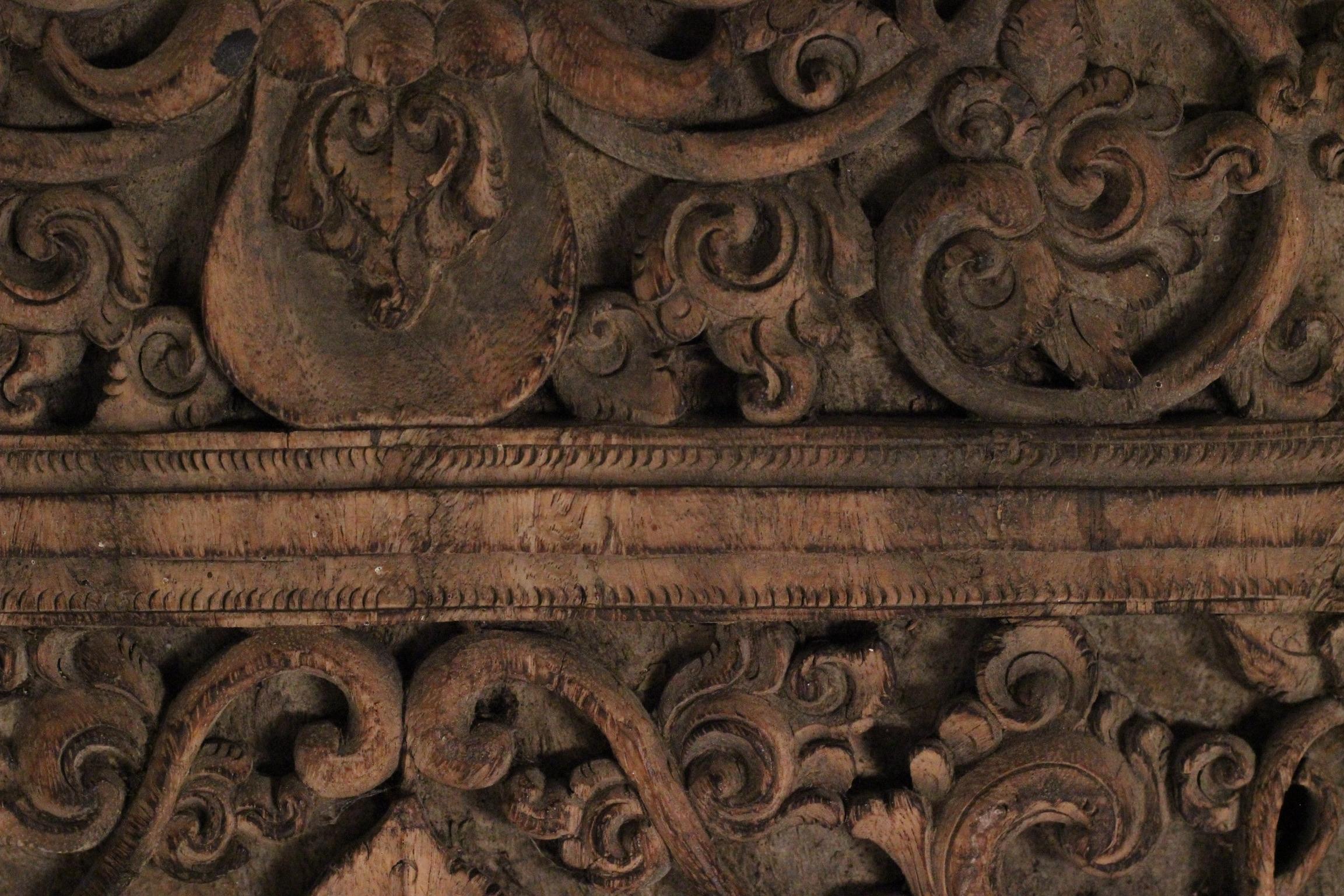 Teak 19th Century Hand Carved Balinese Temple Door