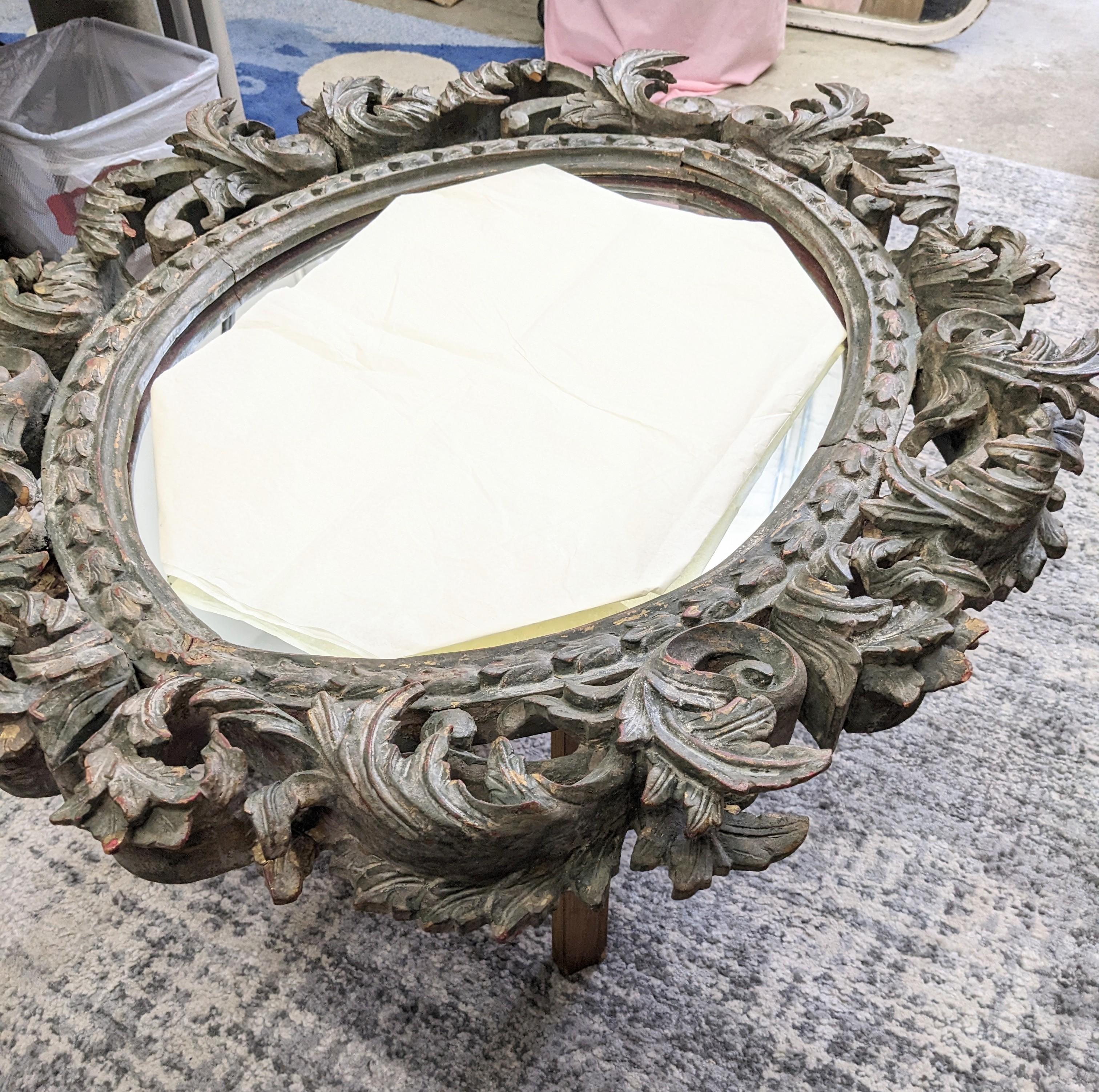 19th Century Hand Carved Baroque Mirror For Sale 2