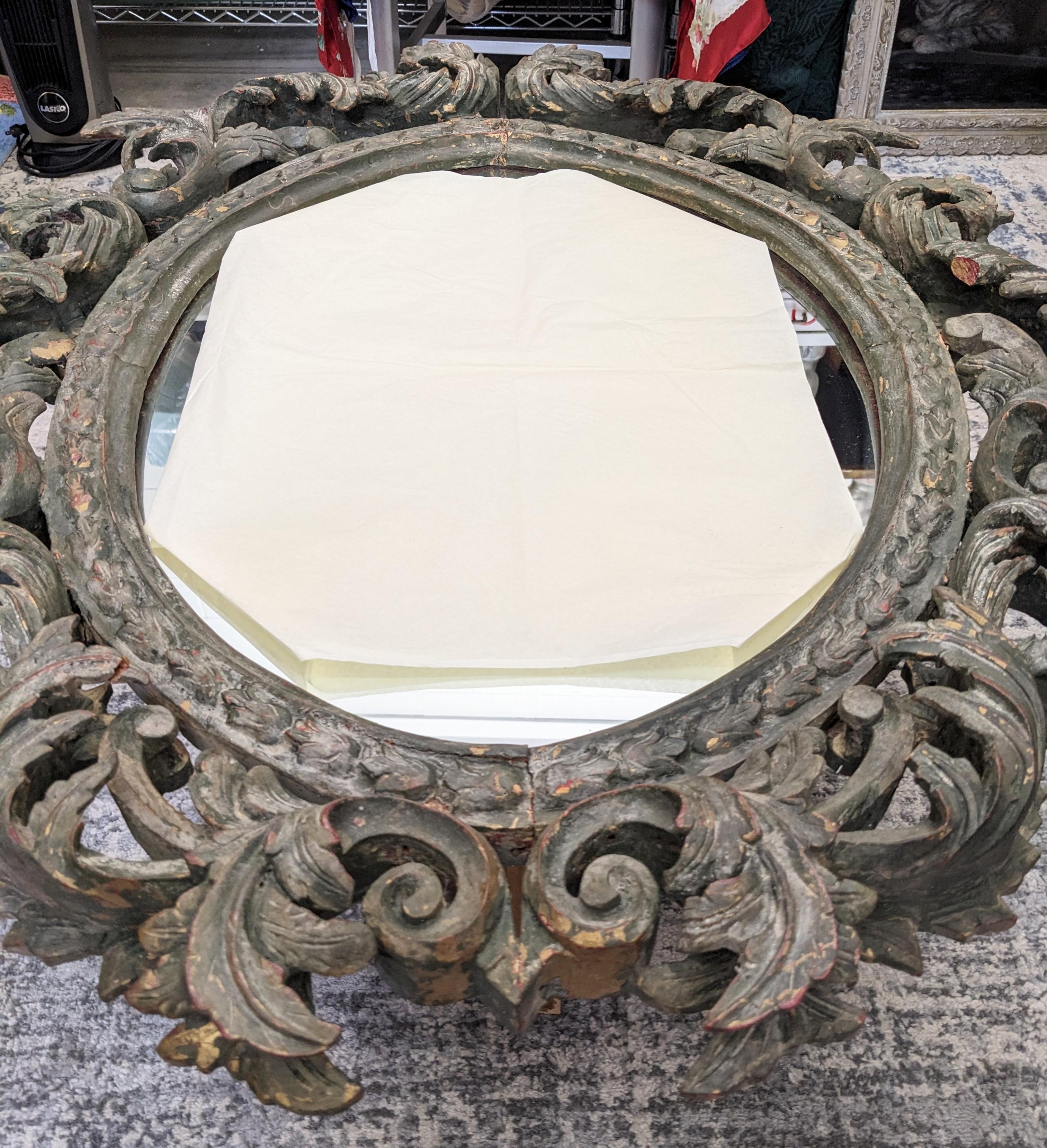 Baroque Revival 19th Century Hand Carved Baroque Mirror For Sale