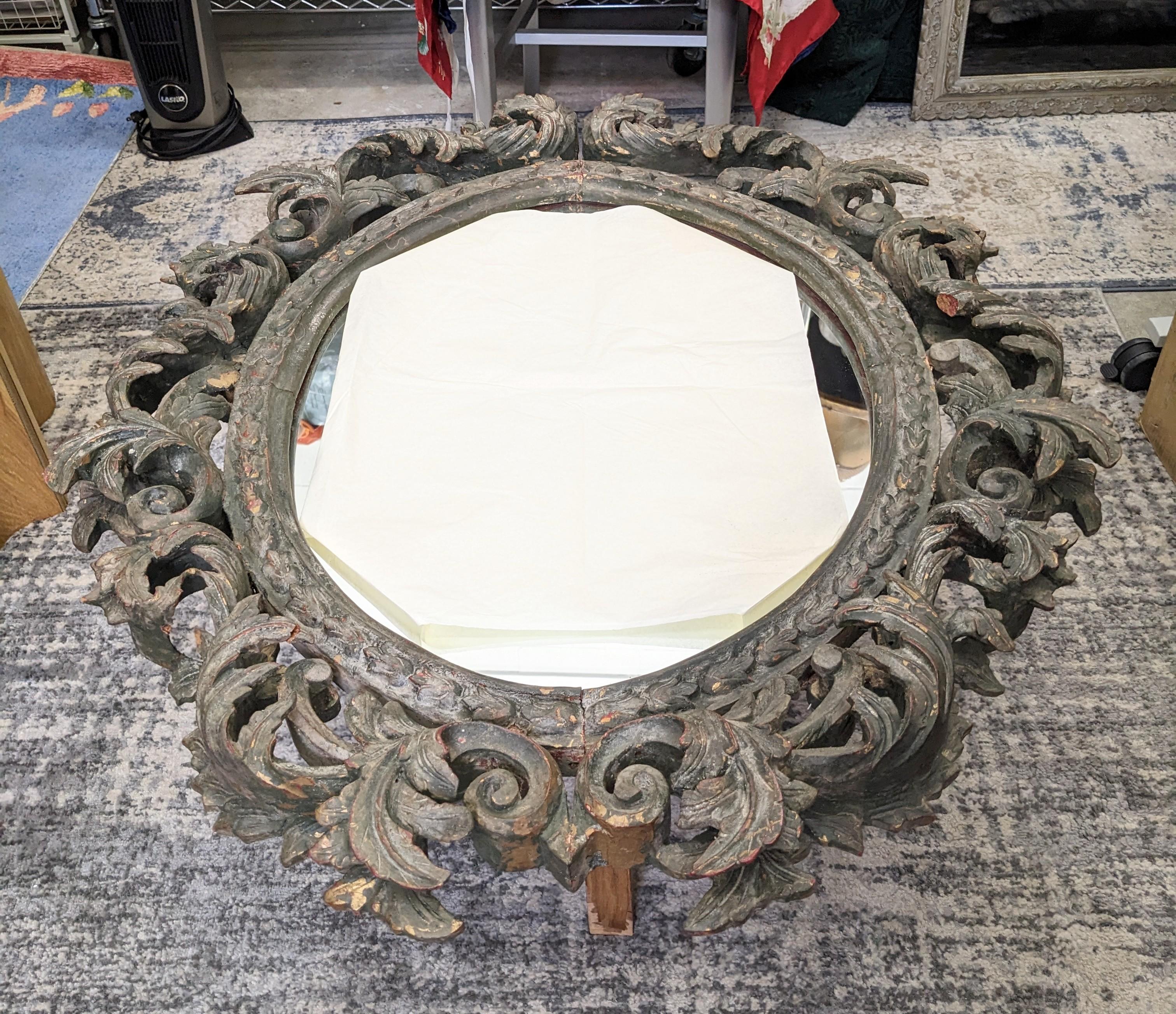 American 19th Century Hand Carved Baroque Mirror For Sale