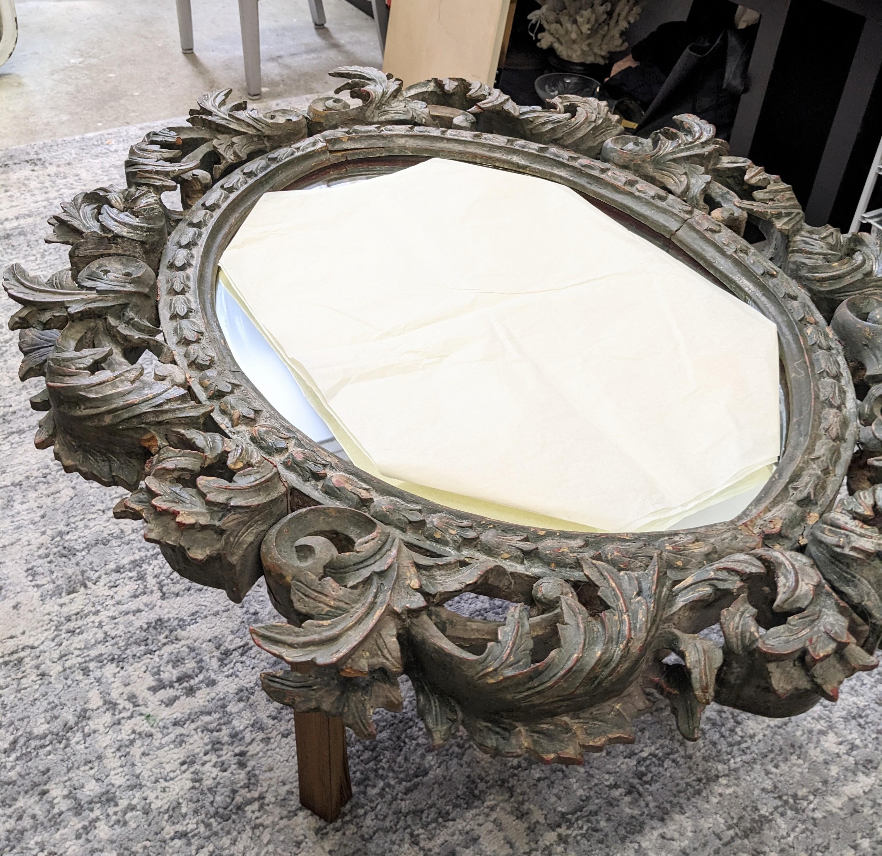 Mid-19th Century 19th Century Hand Carved Baroque Mirror For Sale