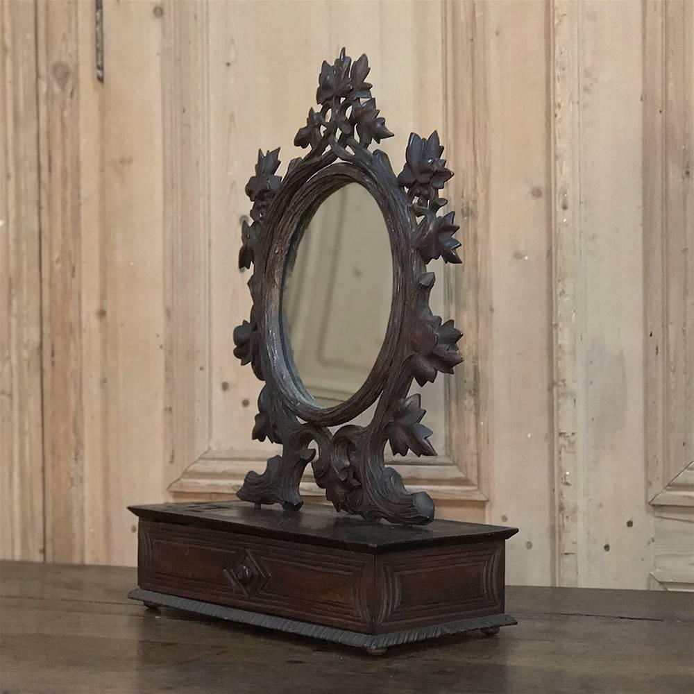 19th Century Hand-Carved Black Forest Vanity Mirror-Box 5