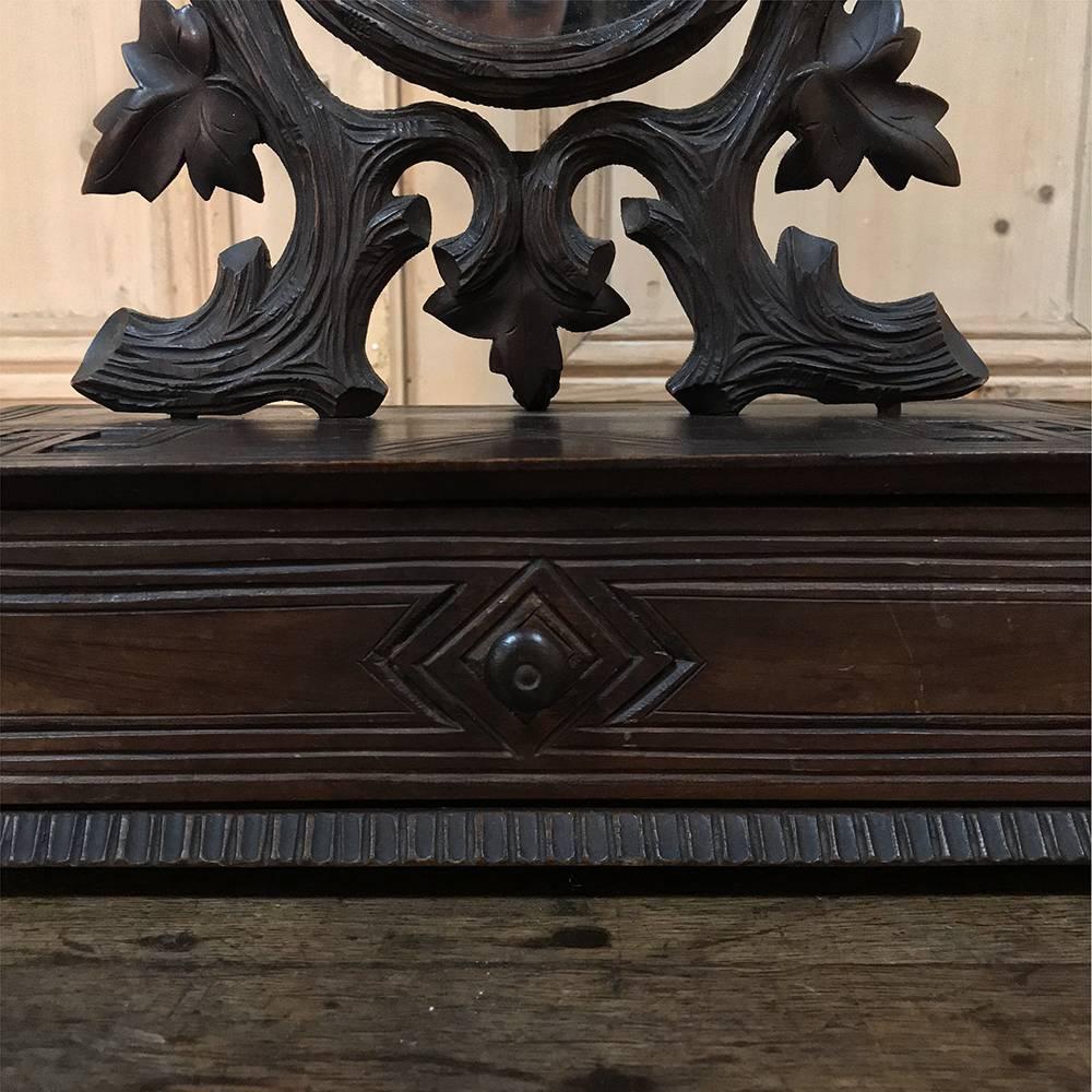 Late 19th Century 19th Century Hand-Carved Black Forest Vanity Mirror-Box