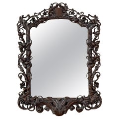 19th Century Hand-Carved Black Forest Wall Mirror