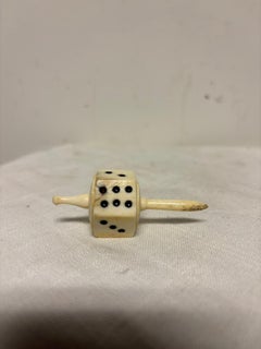 19th Century Hand Carved Bone Six Sided Spinning Top Dice, Teetotum