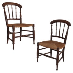 19th Century Hand Carved Children's Chairs, Pair