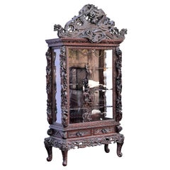 20th Century Hand Carved Japanese Dragon Vitrine Showcase Cabinet