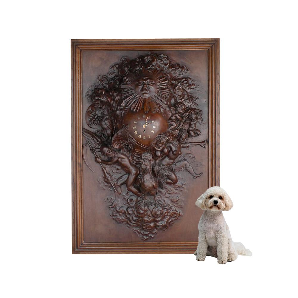 19th Century Hand-Carved “Clock of the Universe” – Château de Vitrey-sur-Mance, France
Price: £18,000
Dimensions: H 54” x W 38” x D 11”
Weight: 80 KG
Date: Circa 1860–1870
Origin: France
Material: Hand-carved Walnut
Condition: Excellent antique