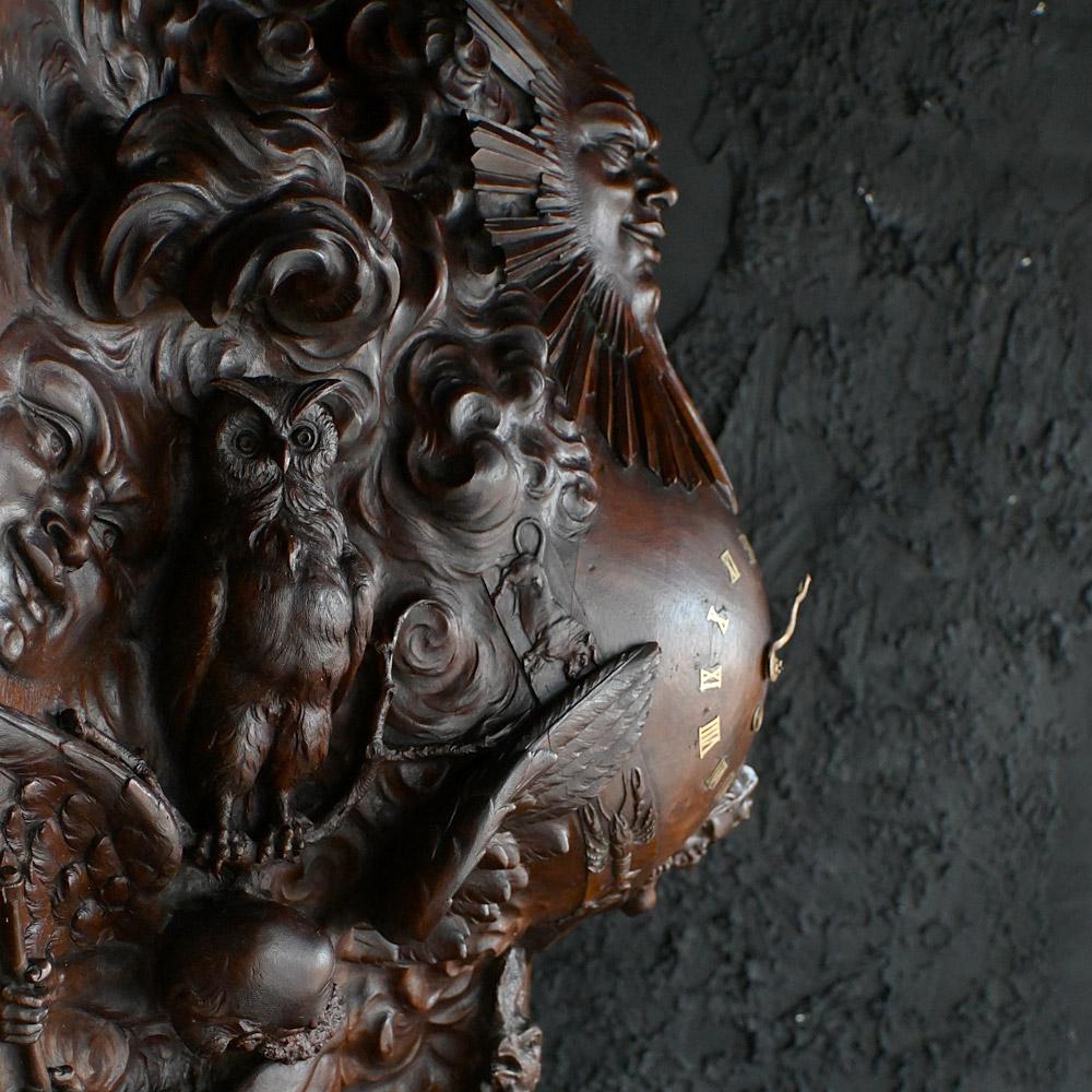 Wood 19th Century Hand Carved Clock of the Universe Château de Vitrey sur Mance For Sale
