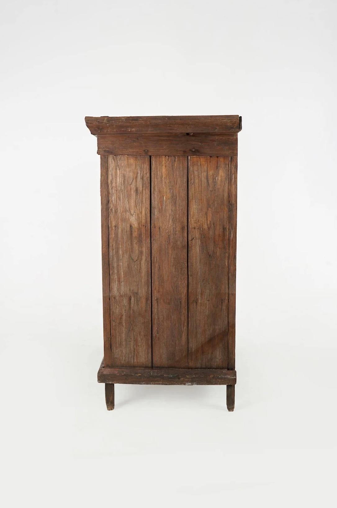 Teak 19th Century Hand Carved Colonial Indonesian Large Cupboard For Sale