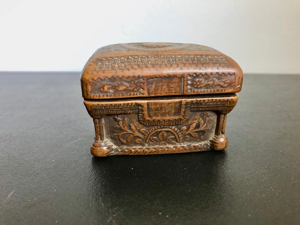 Portuguese 19th Century Hand Carved Coquilla Nut Tobacco Box