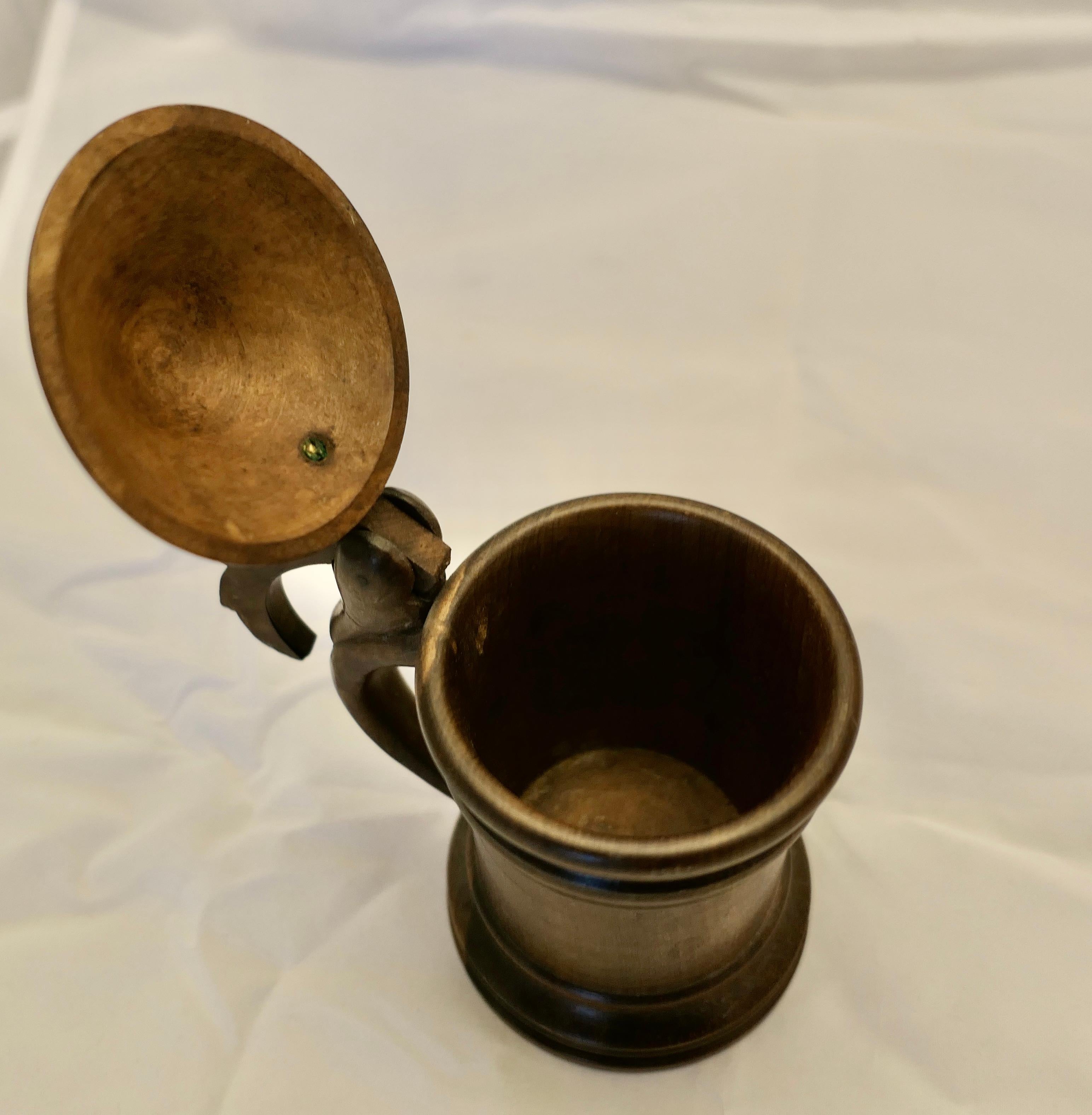 19th Century 19th century Hand Carved Drinking Mug or Tankard For Sale
