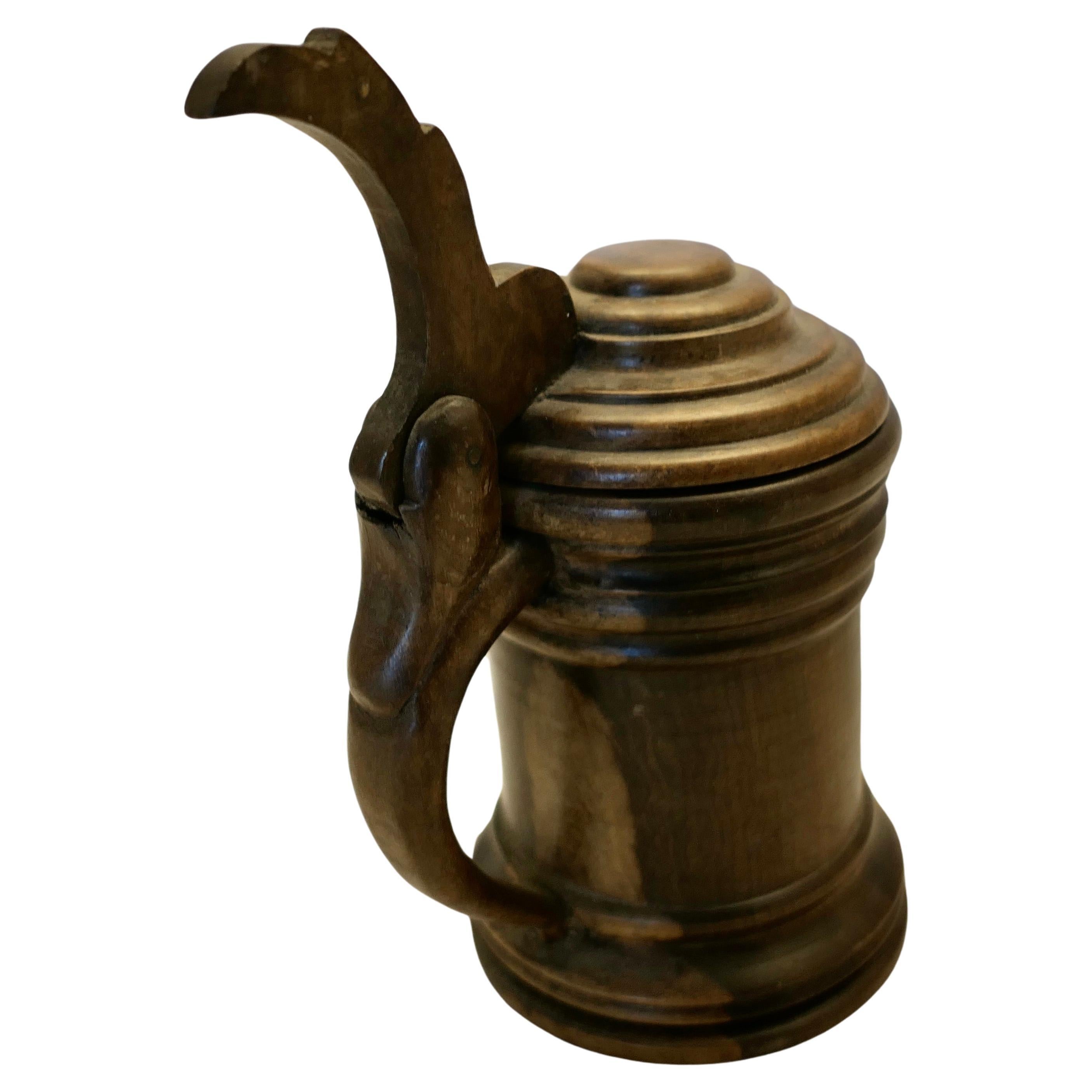 19th century Hand Carved Drinking Mug or Tankard For Sale