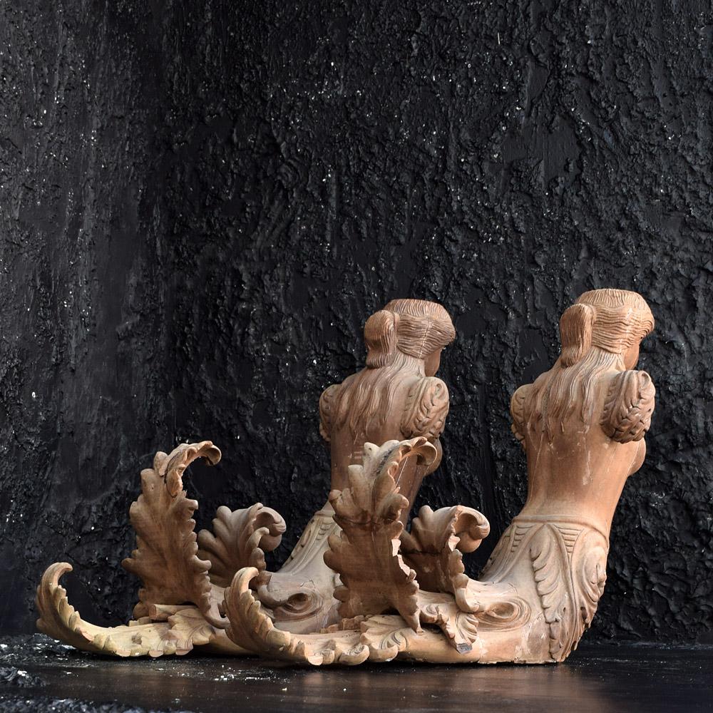 19th Century Hand Carved English Estate Mermaid Architectural Fragment Figures 3