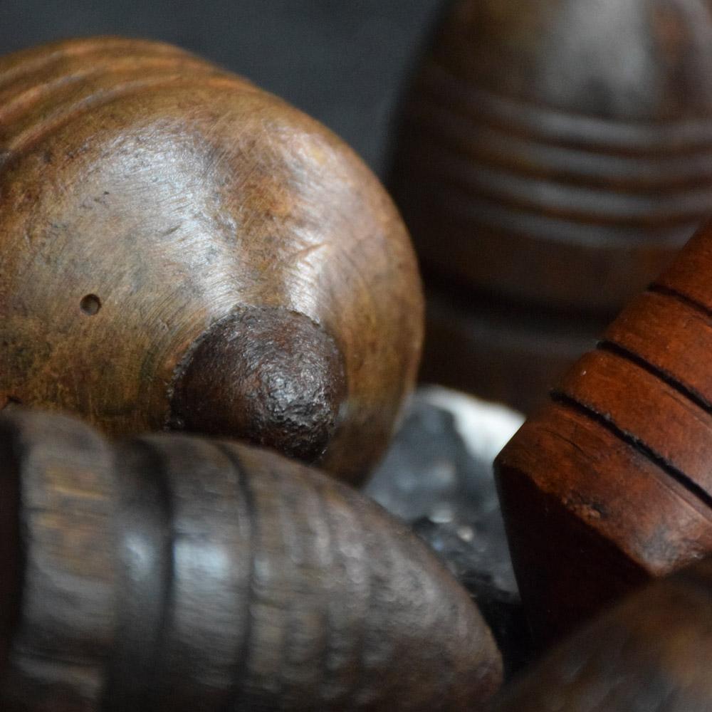 19th Century Hand Carved English Spinning Tops In Fair Condition In London, GB