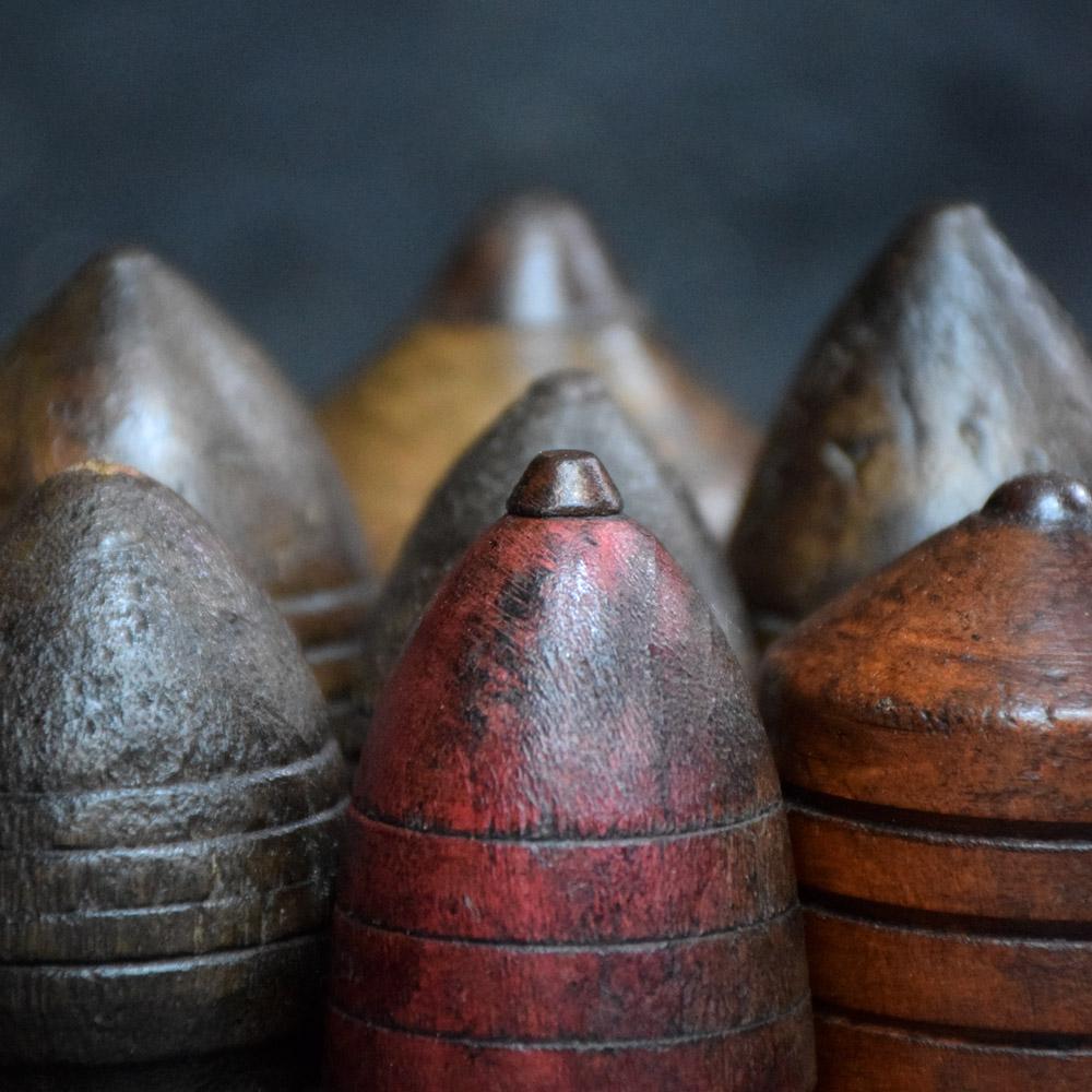 Late 19th Century 19th Century Hand Carved English Spinning Tops