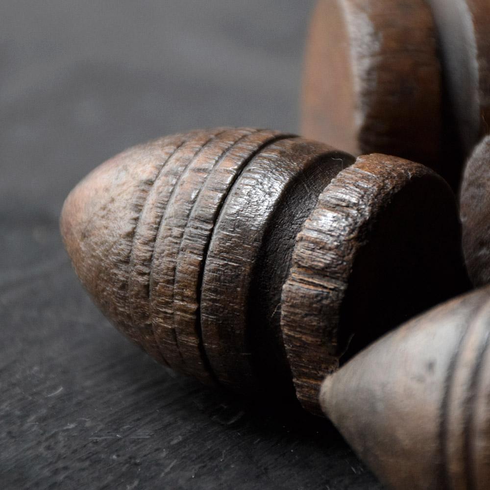 Boxwood 19th Century Hand Carved English Spinning Tops