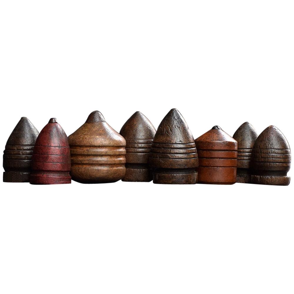 19th Century Hand Carved English Spinning Tops