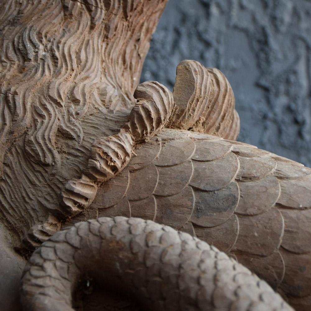 Wood 19th Century Hand Carved English Stately Home Mythological Heraldic Beast State