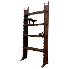 Antique 19th Century Hand Carved Etagere Bookcase Folk Art