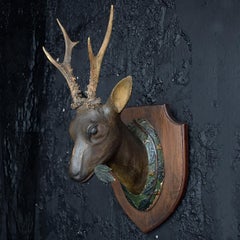 19th Century Hand Carved Folk Art German Deer’s Trophy Head