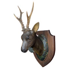 19th Century Hand Carved Folk Art German Deer’s Trophy Head