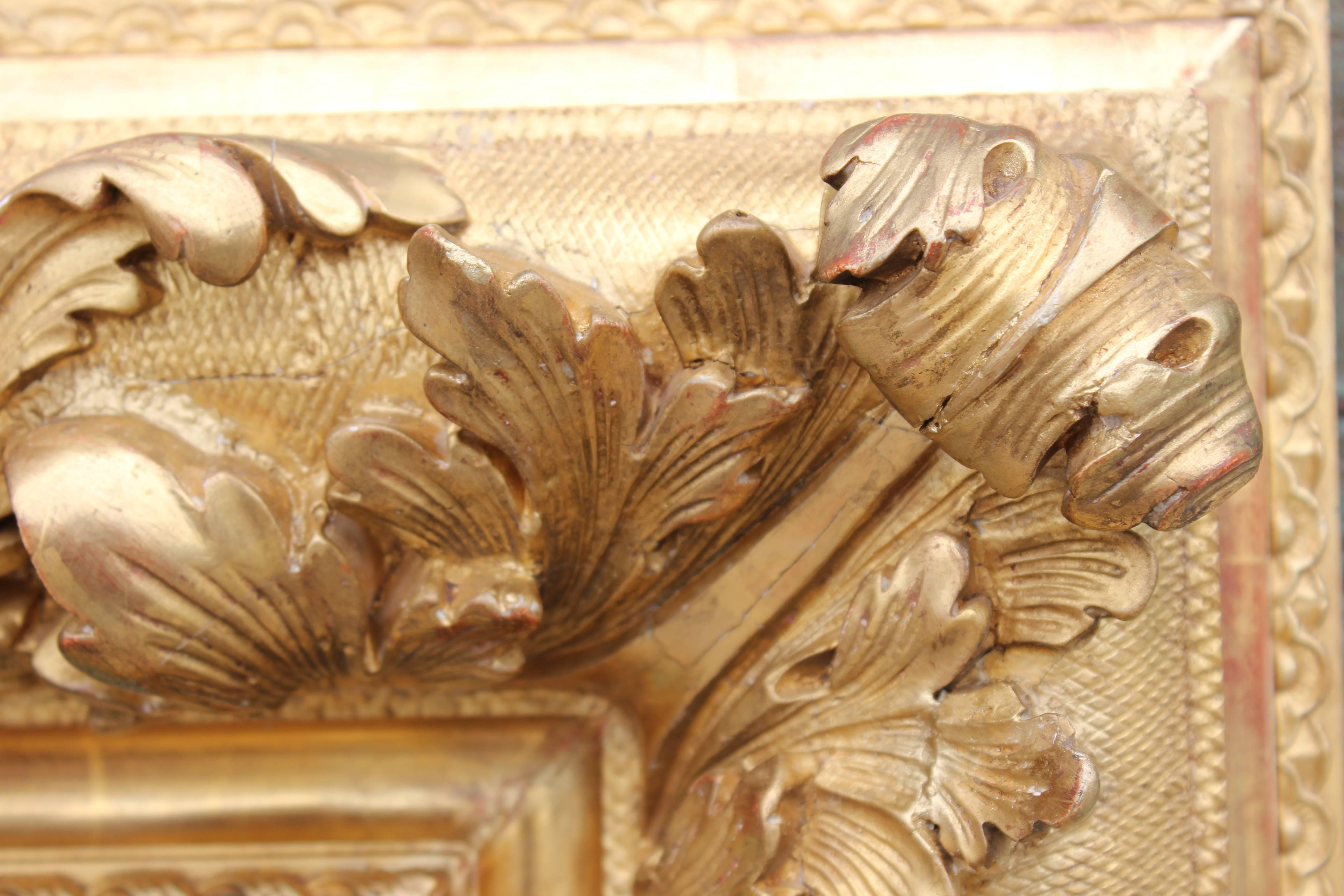 19th Century Hand-Carved French Baroque / Florentine Style Gilt Frame or Mirror 3