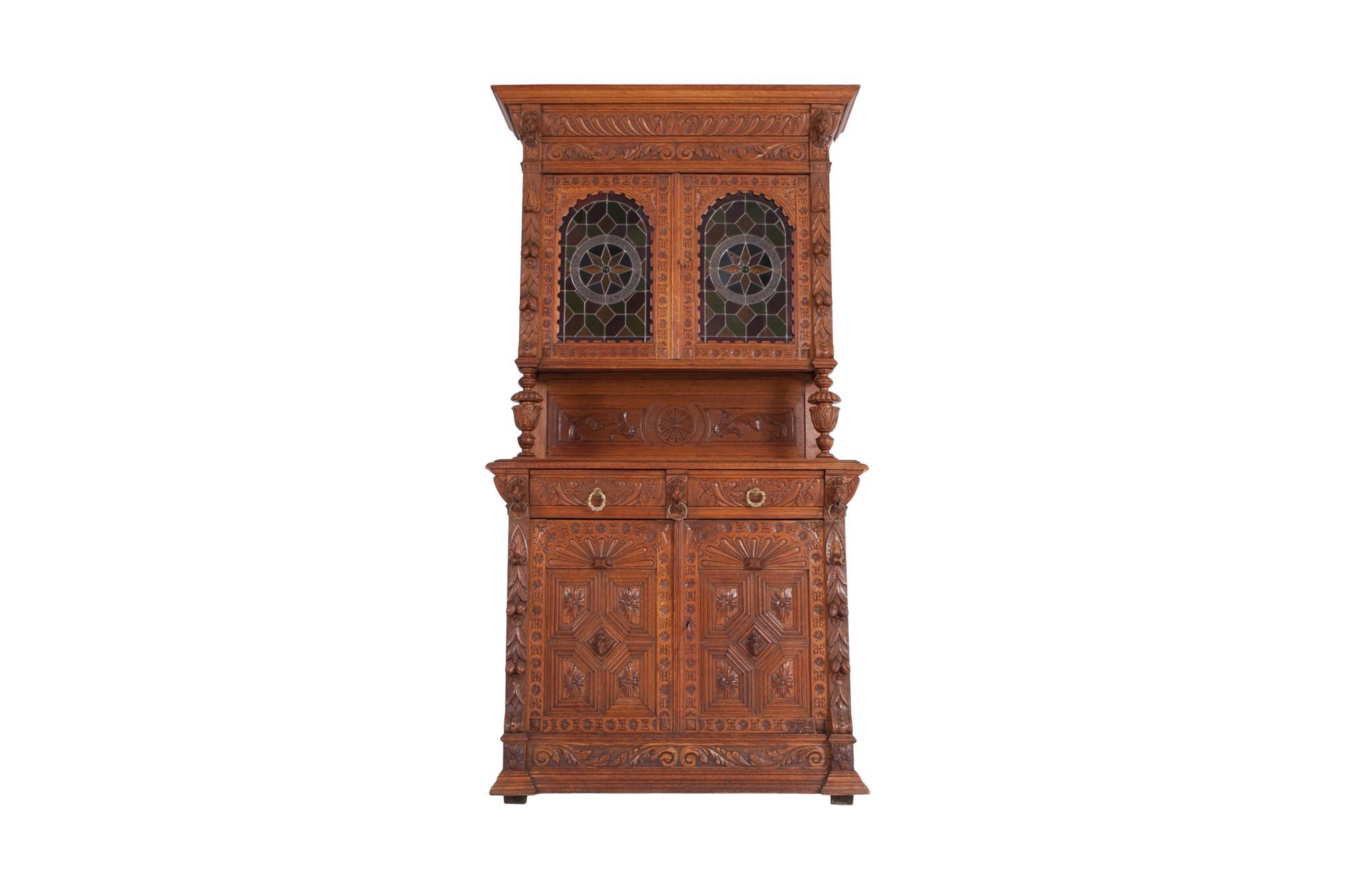 19th Century Hand-Carved French Henri II Style Oak Cabinet 5