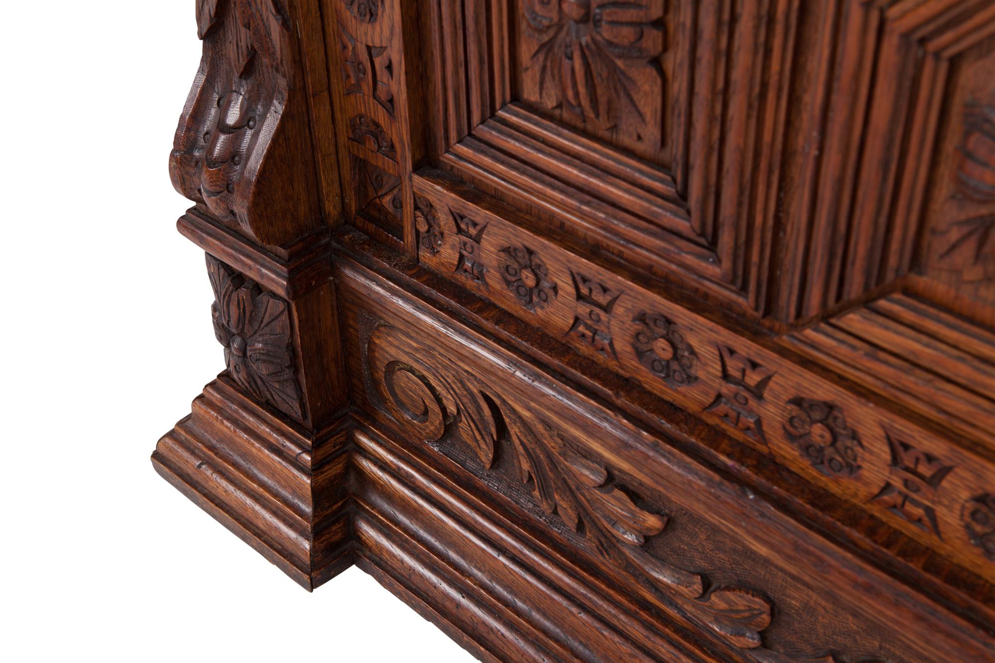 19th Century Hand-Carved French Henri II Style Oak Cabinet 3