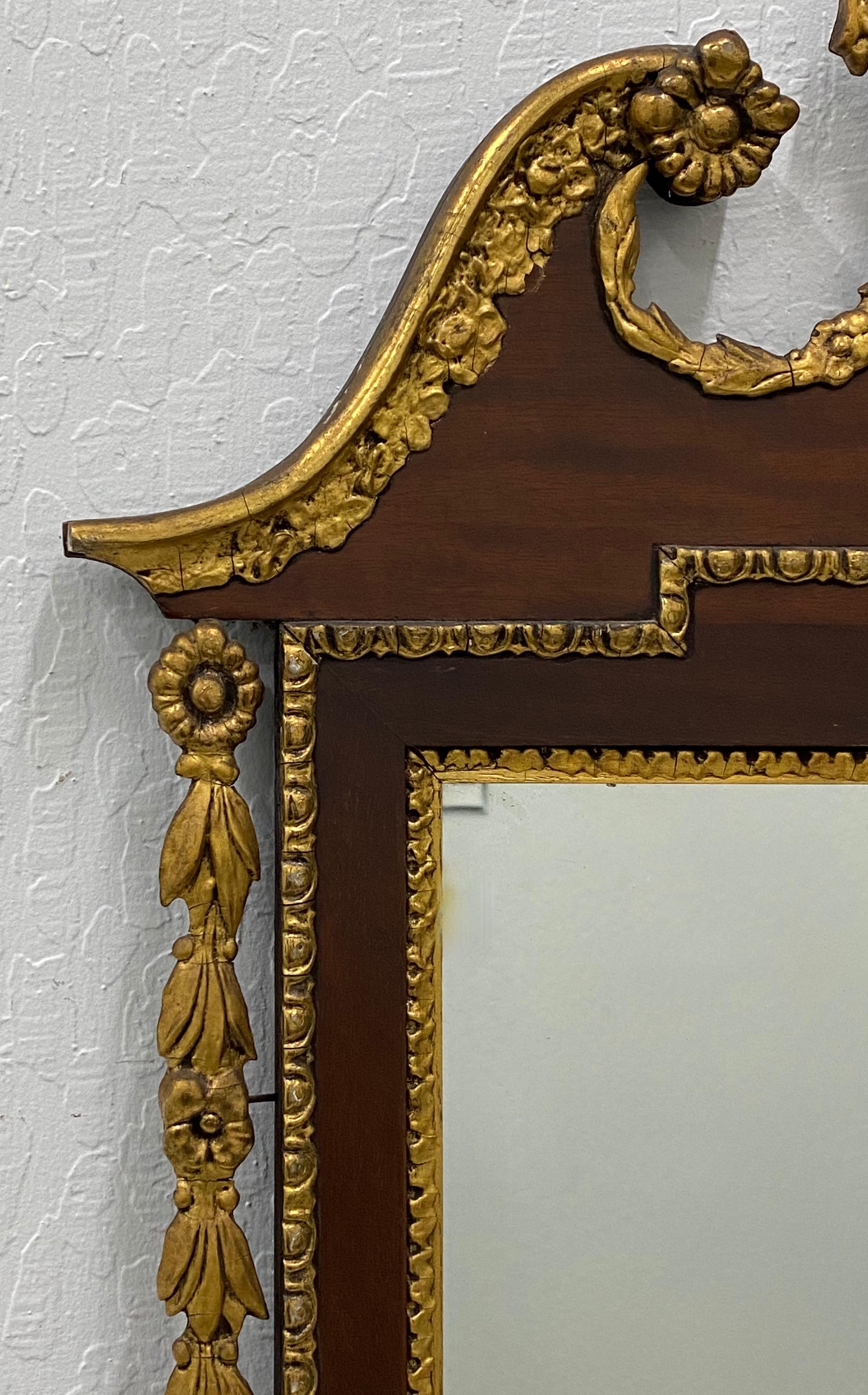 American 19th Century Hand Carved and Gilded Mahogany Wall Mirror For Sale