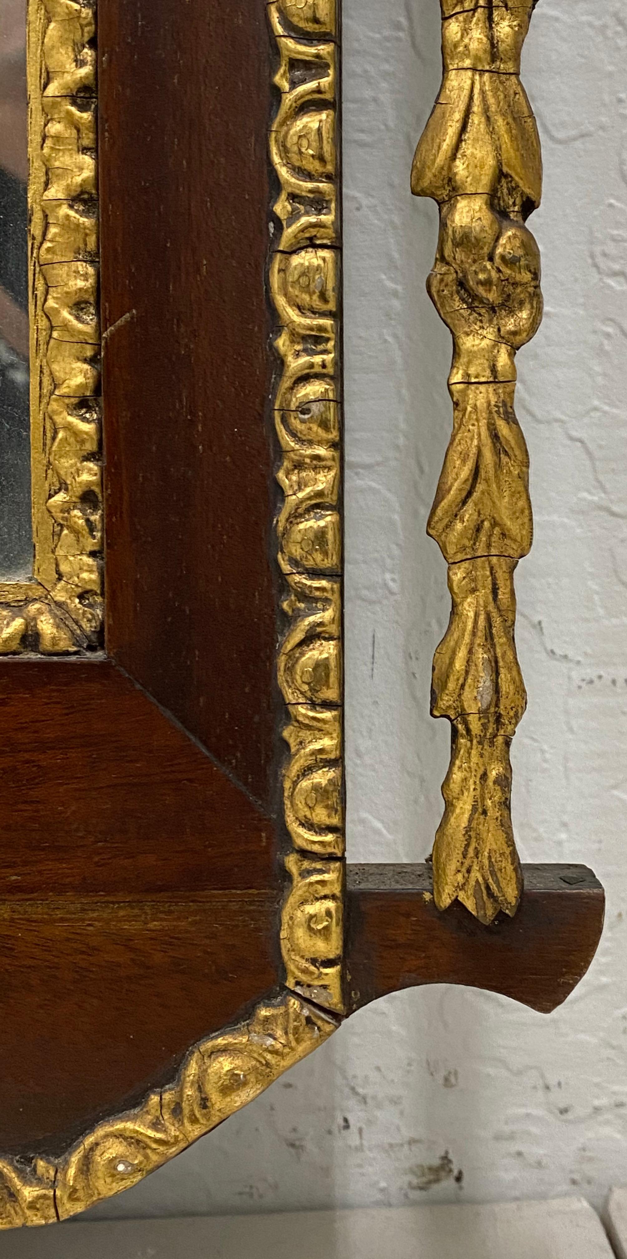 Miroir mural en acajou sculpté et doré à la main du 19ème siècle en vente 1
