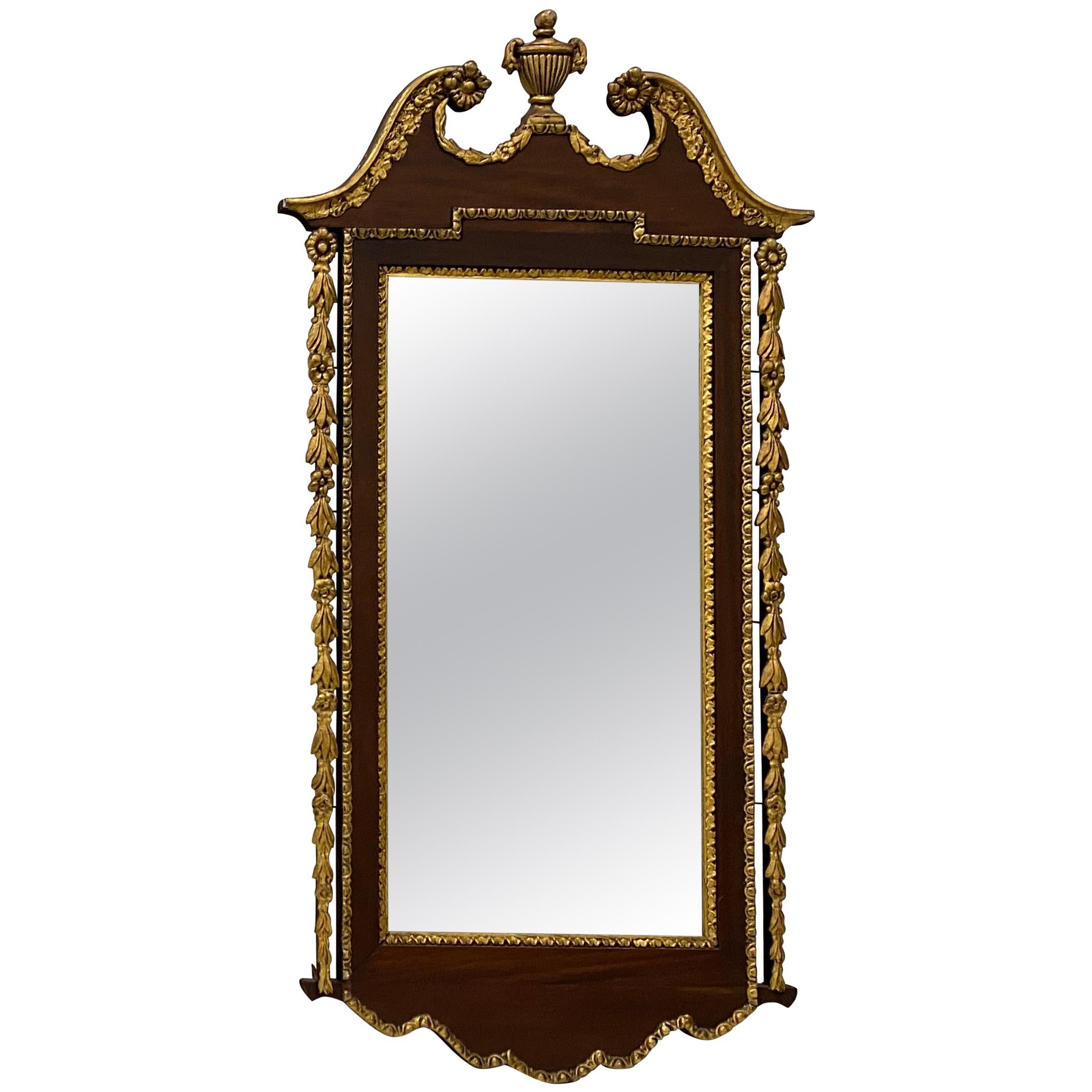 19th Century Hand Carved and Gilded Mahogany Wall Mirror