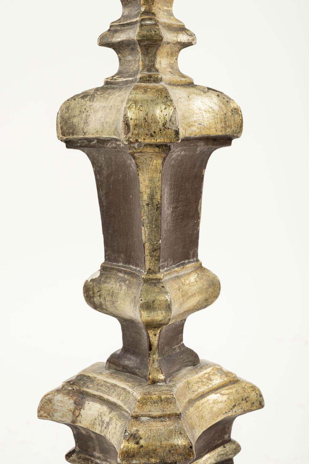 19th Century Hand-Carved Giltwood Candlestick 1