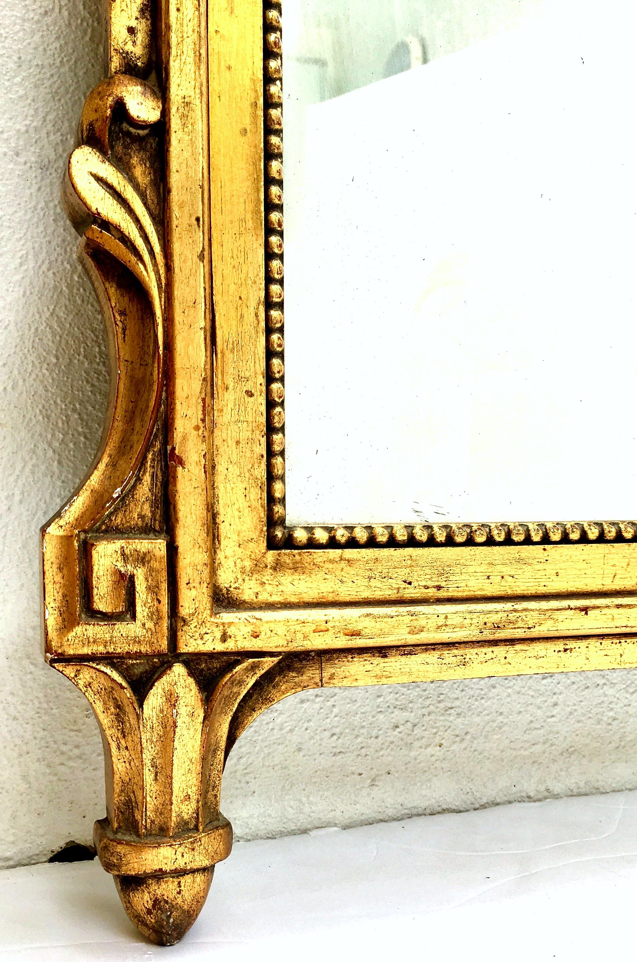 19th Century Hand Carved Gold Gilt Wood French Regency Style Full Length Mirror 6