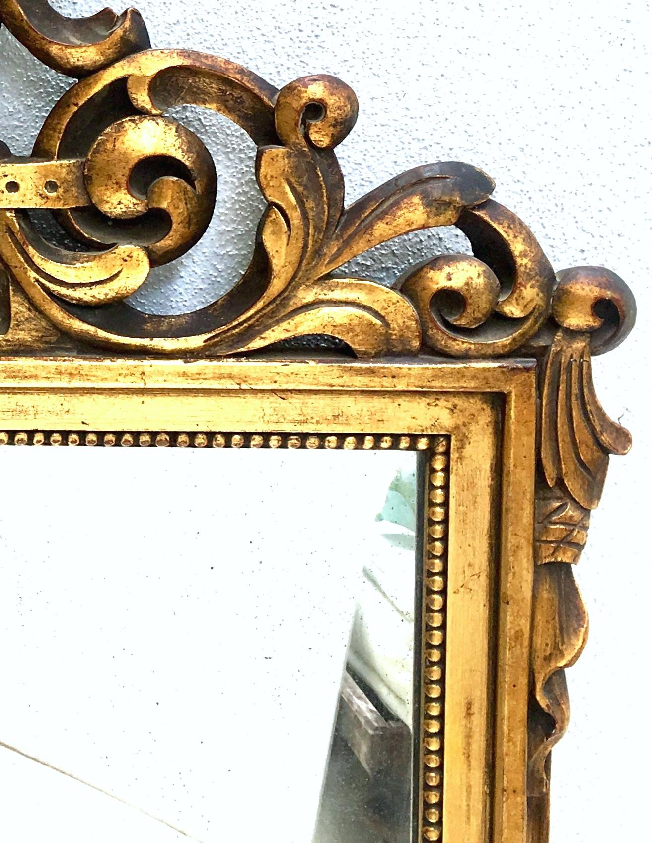 19th Century Hand Carved Gold Gilt Wood French Regency Style Full Length Mirror 8