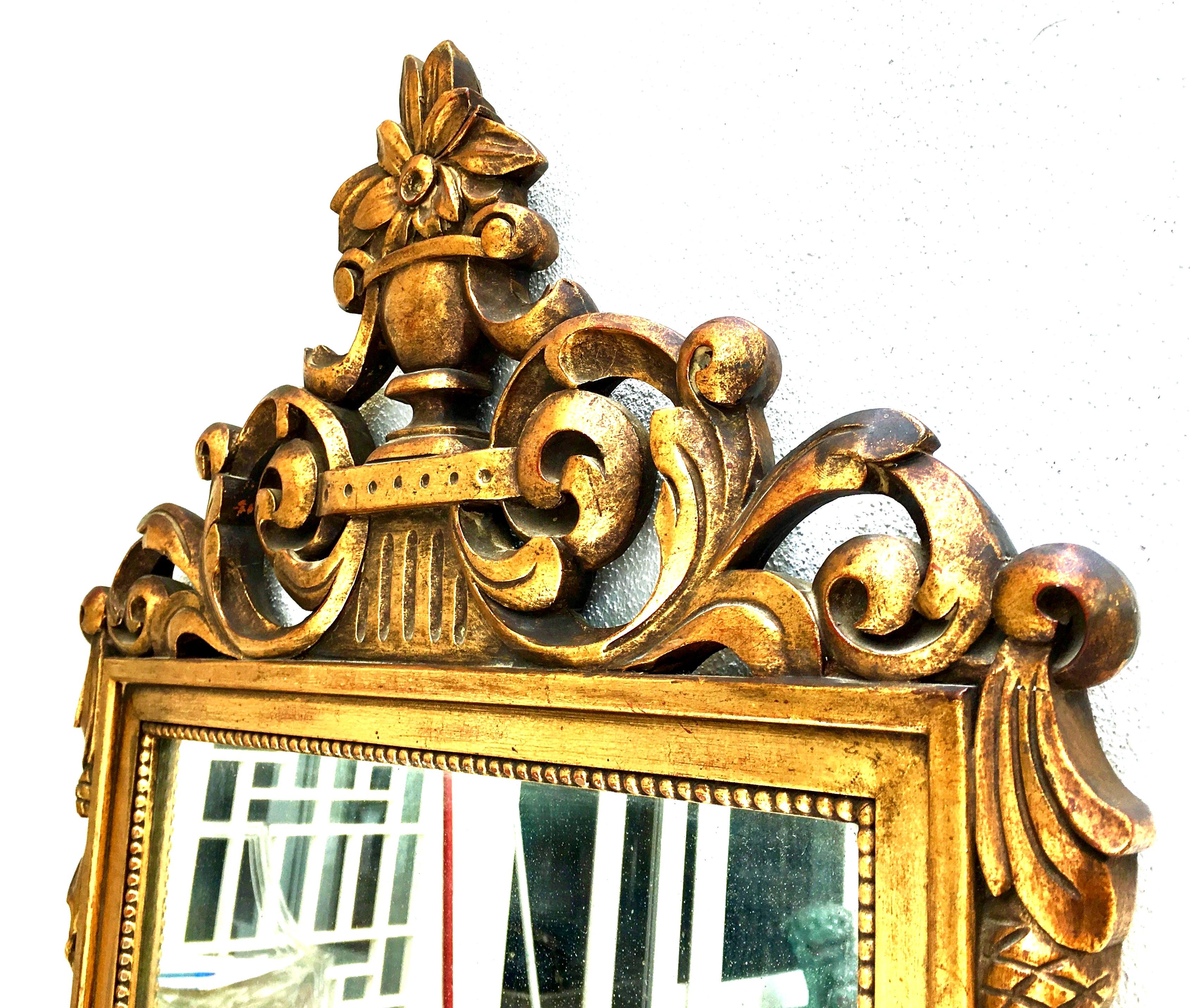 19th Century Hand Carved Gold Gilt Wood French Regency Style Full Length Mirror In Good Condition In West Palm Beach, FL