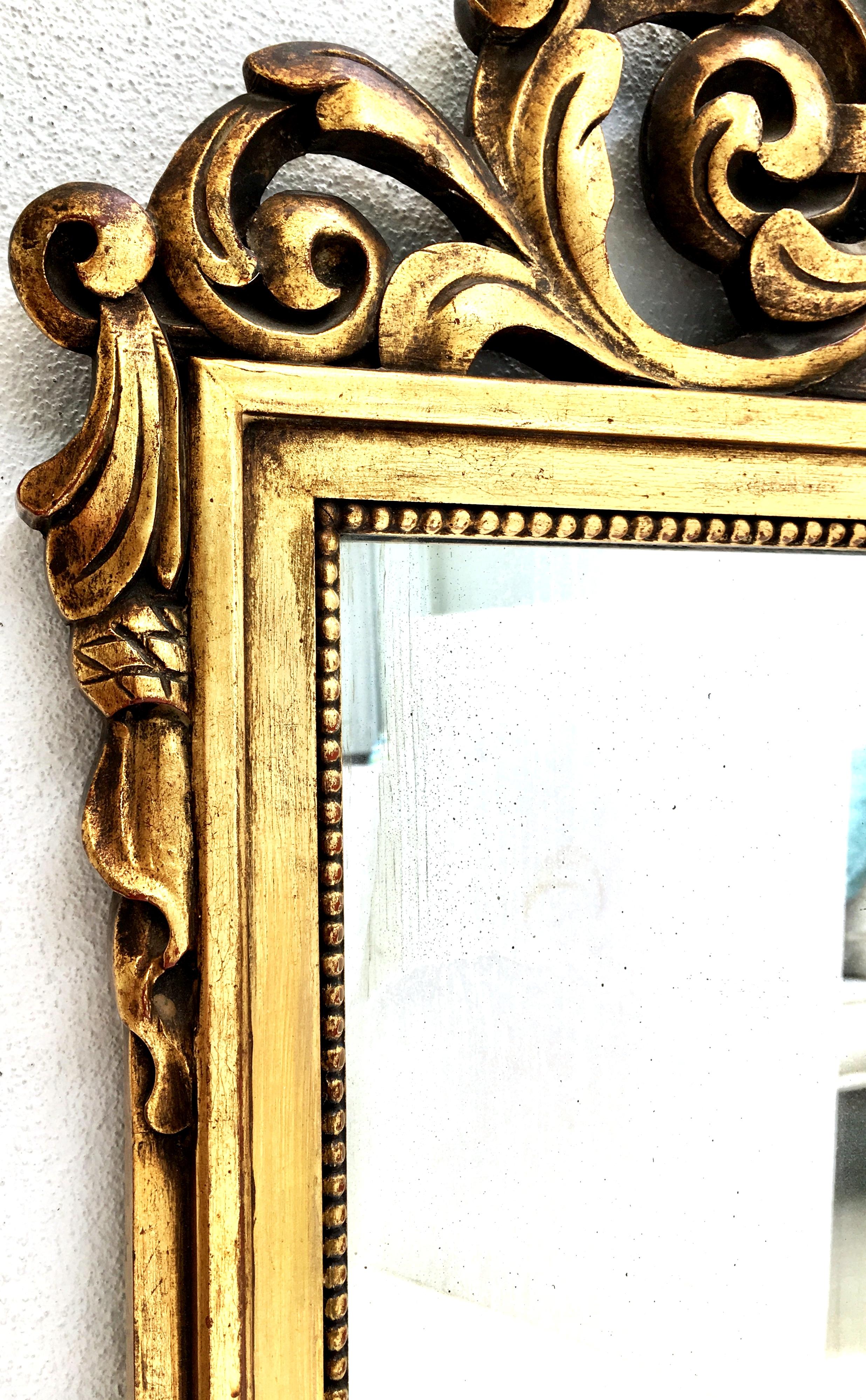 19th Century Hand Carved Gold Gilt Wood French Regency Style Full Length Mirror 3