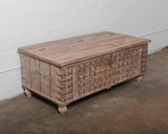 19th Century Hand-Carved Indian Hope Chest with Intricate Detailing