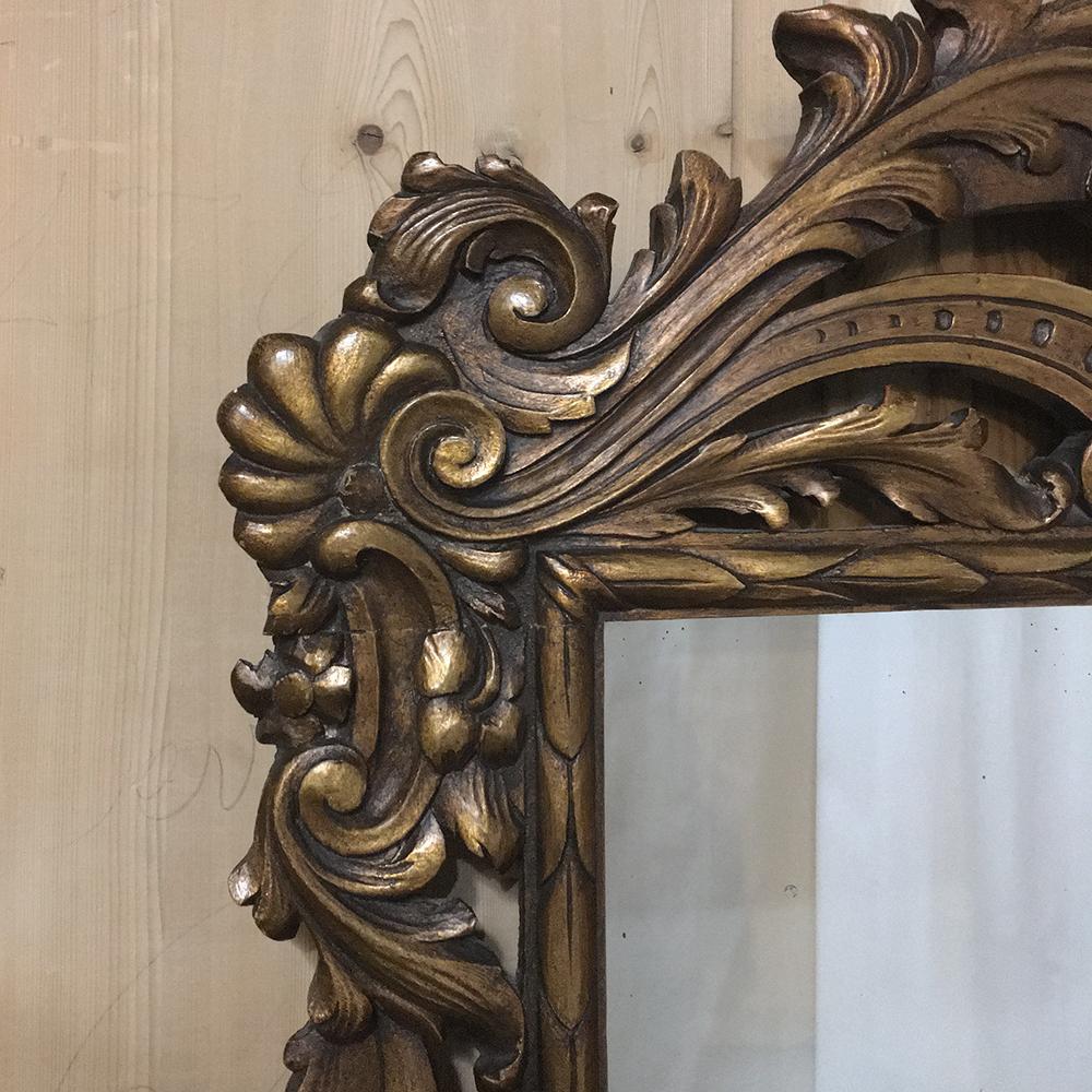 19th Century Hand-Carved Italian Giltwood Baroque Mirror In Good Condition In Dallas, TX