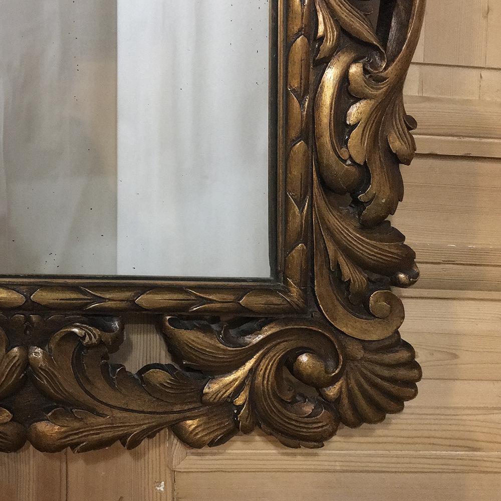 19th Century Hand-Carved Italian Giltwood Baroque Mirror 1