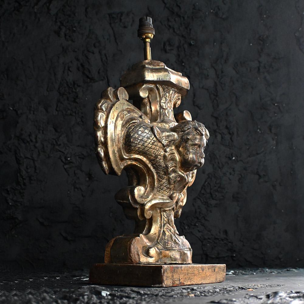 Mid-19th Century 19th Century Hand Carved Italian Lamp