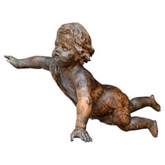 19th Century Hand Carved Italian Putti Figure