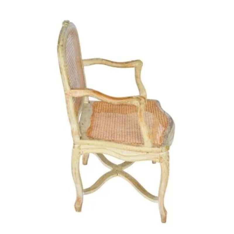 Hand-Carved 19th Century Hand Carved Louis XV Style Caned Arm Chair For Sale