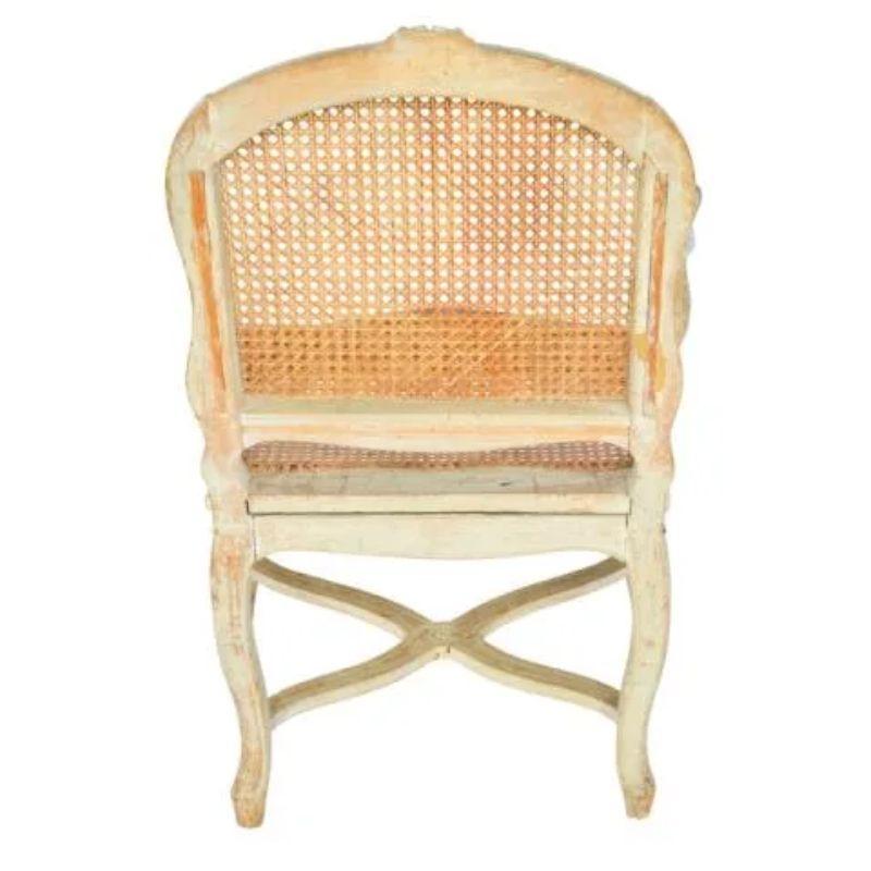 19th Century Hand Carved Louis XV Style Caned Arm Chair In Good Condition For Sale In Locust Valley, NY