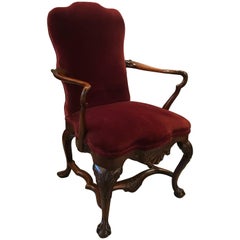 19th Century Chippendale Hand-Carved Mahogany Desk Accent Chair