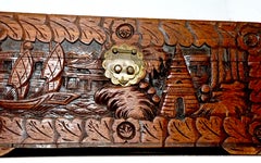 Humidor chino de exportación de caoba tallado a mano del siglo XIX