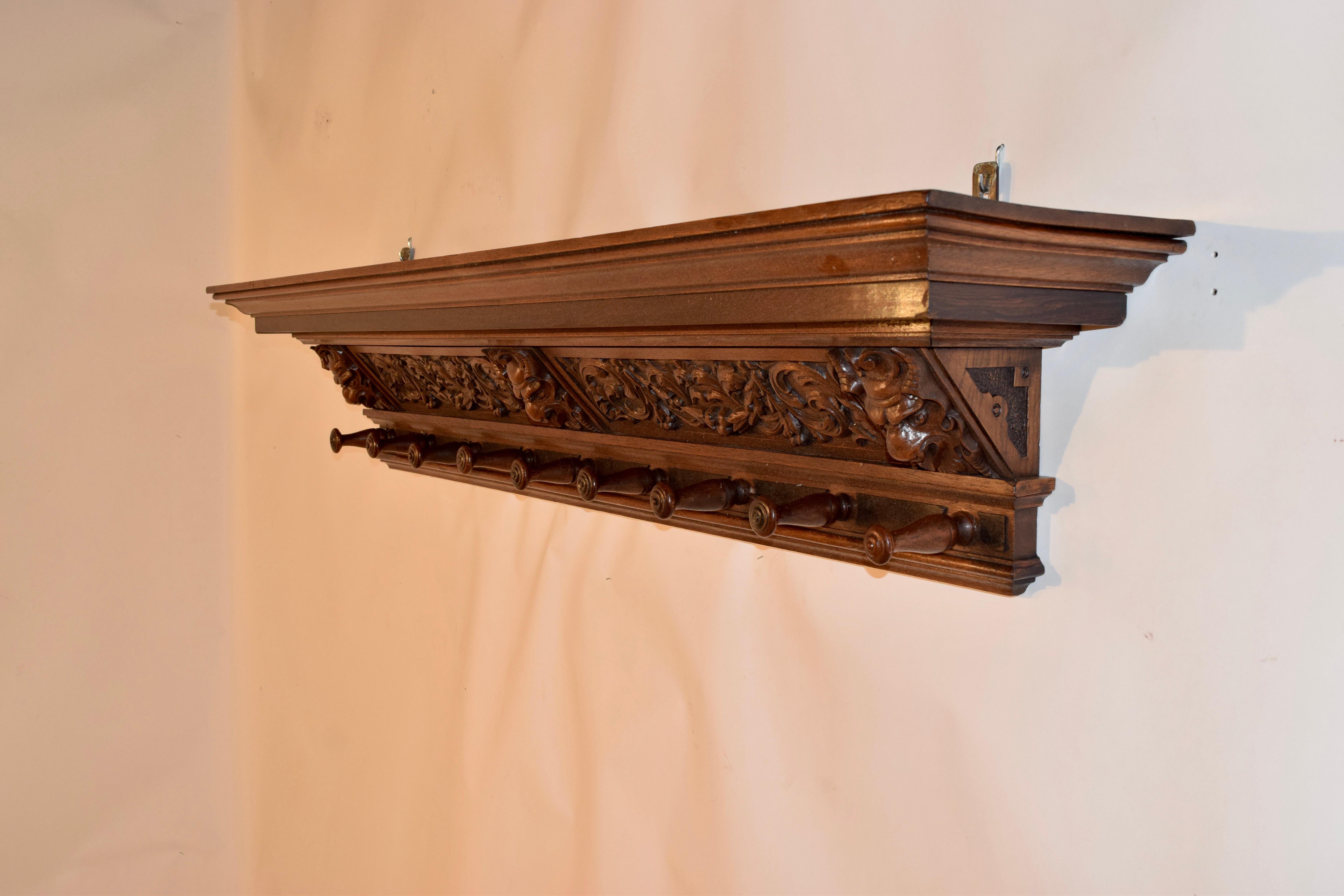 Victorian 19th Century Hand Carved Mantle Shelf