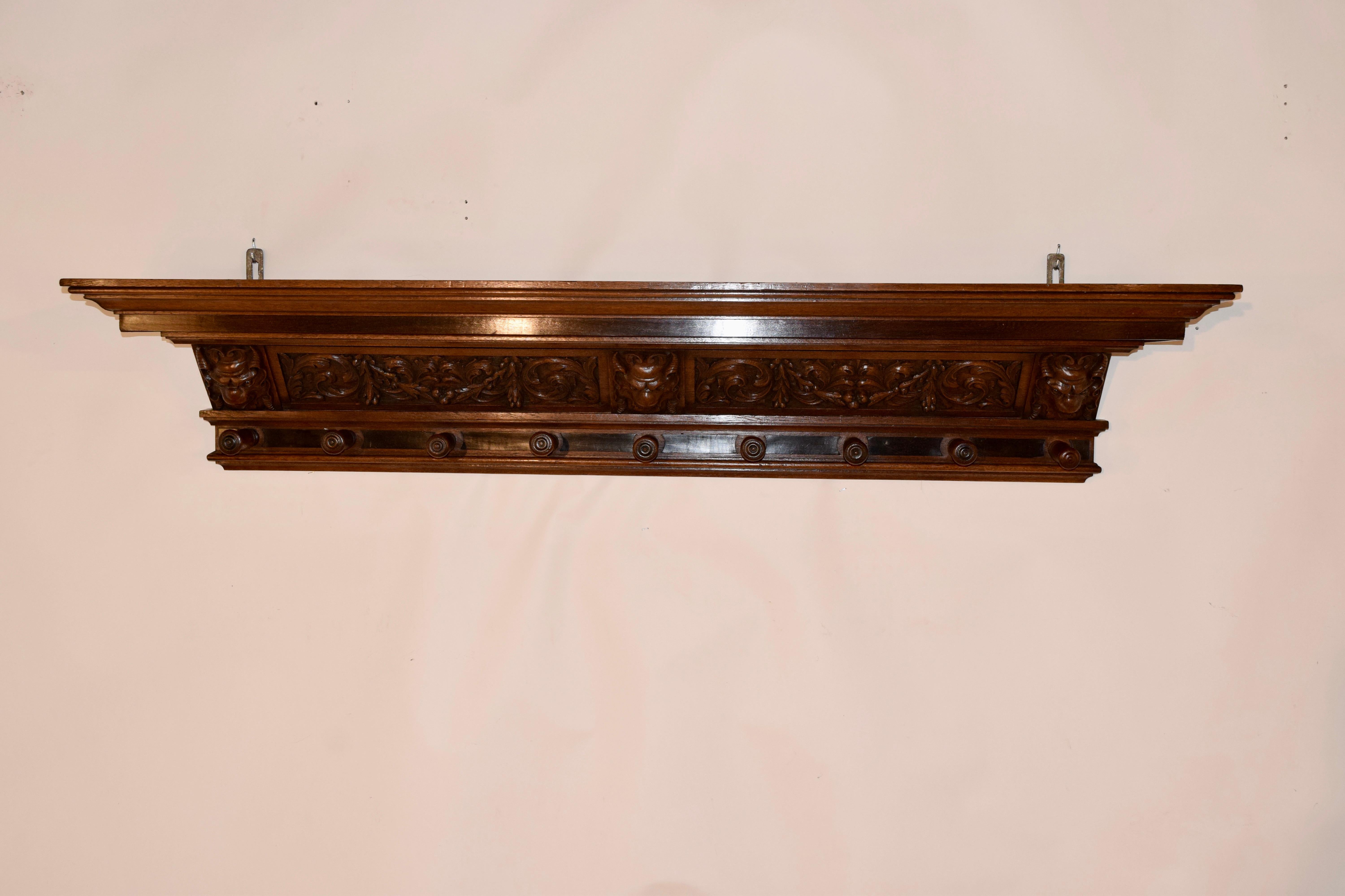 19th Century Hand Carved Mantle Shelf In Good Condition In High Point, NC